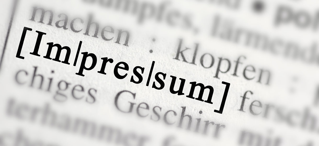 Das Wort Impressum in einem Wörterbuch erklärt